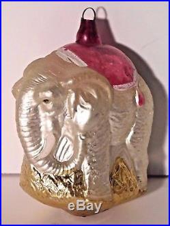 Antique Glass Elephant Christmas Ornament Very Light Eggshell Thin RARE