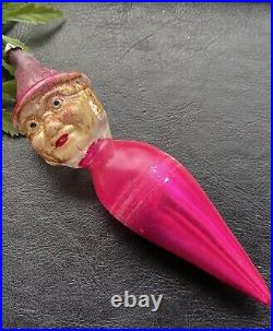 Antique Glass Figural Foxy Grandpa Spike Christmas Ornament Rare