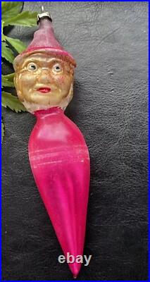 Antique Glass Figural Foxy Grandpa Spike Christmas Ornament Rare