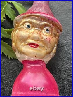 Antique Glass Figural Foxy Grandpa Spike Christmas Ornament Rare