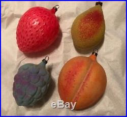 Antique Glass German Feather Tree Fruit XMAS Ornaments Unsilvered Paint Textured