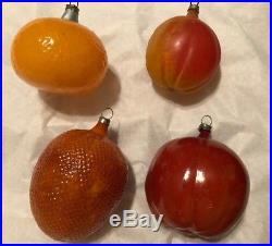 Antique Glass German Feather Tree Fruit XMAS Ornaments Unsilvered Paint Textured
