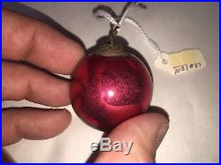 Antique Glass Kugel Christmas Ornament Red 37 Great Condition