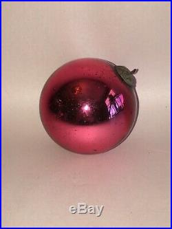 Antique Glass Kugel Christmas Ornament Red Great Condition