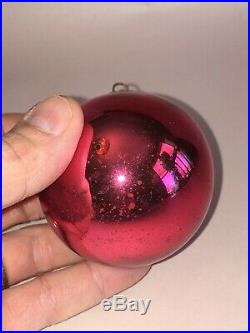 Antique Glass Kugel Christmas Ornament Red Great Condition