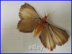 Antique Glass MOTH BUTTERFLY withSpun Glass Wings Christmas Ornament #2