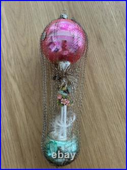 Antique Glass Wire Wrapped Balloon Christmas Ornament