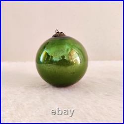 Antique Green Glass 4.25 German Kugel Christmas Ornament Decorative Props 208