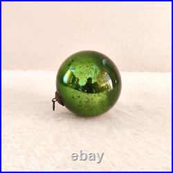 Antique Green Glass 4.25 German Kugel Christmas Ornament Decorative Props 208