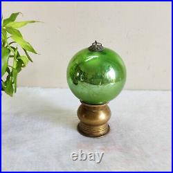 Antique Green Glass Heavy German Kugel Christmas Ornament Decorative 4.25 KU5