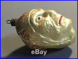 Antique Grim Faced INDIAN head German Figural Glass Christmas ornament