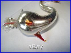 Antique Handblown Glass Mercury Glass Bird Swan 3 Christmas Ornament
