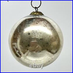 Antique Kugel 3 Silver Round Mercury Glass Christmas Ornament Germany Original