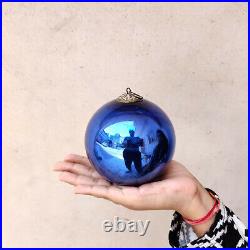 Antique Kugel 4.25 Cobalt Blue Round Christmas Ornament Germany Old Collectible