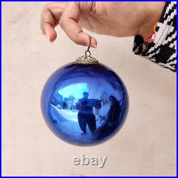 Antique Kugel 4.25 Cobalt Blue Round Christmas Ornament Germany Old Collectible
