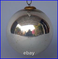 Antique Kugel 4 Silver Round Mercury Glass Christmas Ornament Germany Original
