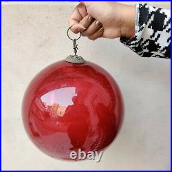 Antique Kugel Big Heavy 8.5 Red Round Christmas Ornament Germany Original Old