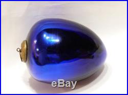 Antique Kugel Christmas 4 Mercury Glass Cobalt Blue Egg German Cap