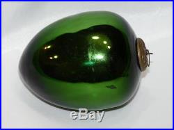 Antique Kugel Christmas 4 Mercury Glass Dark Green Egg German Cap