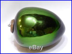 Antique Kugel Christmas 4 Mercury Glass Dark Green Egg German Cap
