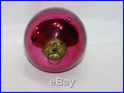 Antique Kugel Christmas 4 Mercury Glass Red Egg German Cap Small Bubble