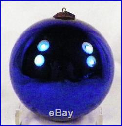 Antique Kugel Christmas Ornament Cobalt Blue Ball Mercury Glass German 4.5in