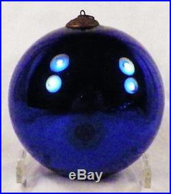 Antique Kugel Christmas Ornament Cobalt Blue Ball Mercury Glass German 4.5in