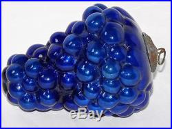 Antique Kugel Christmas Ornament Cobalt Blue Glass Grape Cluster 4.5 German