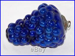 Antique Kugel Christmas Ornament Cobalt Blue Glass Grape Cluster 4.5 German
