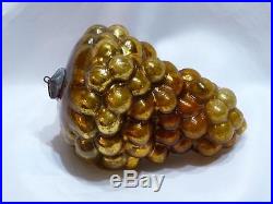Antique Kugel Christmas Ornament Gold Mercury Glass Grape Cluster 4.5 German