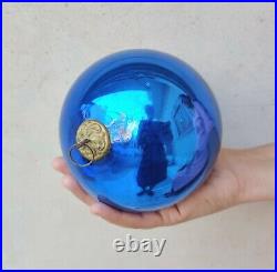 Antique Kugel Cobalt Blue Christmas Ornament Glass 5.25 Old Original Germany