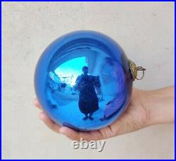 Antique Kugel Cobalt Blue Christmas Ornament Glass 5.25 Old Original Germany