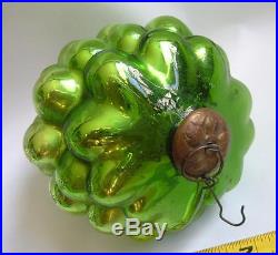 Antique Kugel German Blown Mercury Glass Green Grapes Ornament 6 Victorian Xmas