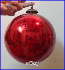Antique Large 8 Red Glass German Heavy Ball Kugel Christmas Ornament ...