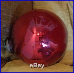 Antique Large 8 Red Glass German Heavy Ball Kugel Christmas Ornament