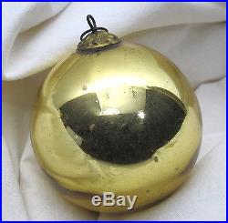 Antique Lot of 3 German KUGEL Gold Silver Mercury Glass Christmas Ornament 8 yqz