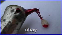 Antique Mercury Glass BIRD BERRY in BEAK Clip On German Christmas Ornament