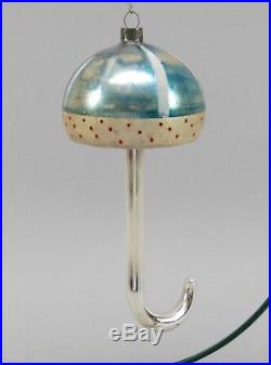 Antique Mercury Glass Blown Patriotic Umbrella Christmas Ornament
