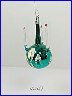 Antique Mercury Glass Christmas Candelabra Teal Chandelier Christmas Ornament