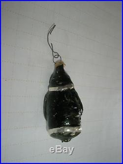 Antique Mercury Glass Christmas Ornament Santa Rare Black Coat