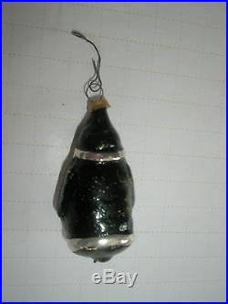 Antique Mercury Glass Christmas Ornament Santa Rare Black Coat