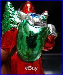 Antique Mercury Glass Christmas Ornament with 2 heads Santa & Elf RARE Signed