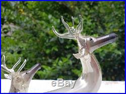 Antique Mercury Glass Reindeer 2 Large German Blown Glass Christmas Ornaments