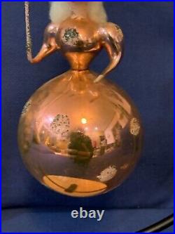 Antique Mercury Glass Woman Fairy Figural Spun Cotton Hair Christmas Ornament