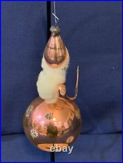 Antique Mercury Glass Woman Fairy Figural Spun Cotton Hair Christmas Ornament