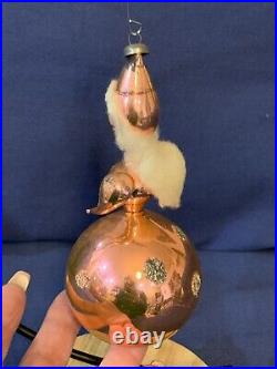 Antique Mercury Glass Woman Fairy Figural Spun Cotton Hair Christmas Ornament