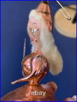 Antique Mercury Glass Woman Fairy Figural Spun Cotton Hair Christmas Ornament