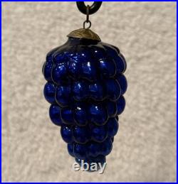 Antique Mini Blue Glass Grape Cluster Kugel German Christmas Ornament 2.75