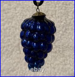 Antique Mini Blue Glass Grape Cluster Kugel German Christmas Ornament 2.75