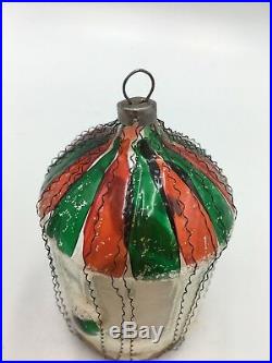 Antique Moveable Yellow Bird Blown Glass Cage Christmas Ornament Wire Wrap Rare